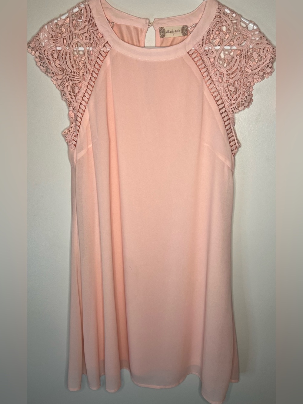Altar’d State Blush Pink Crochet Cap Sleeve Mini Dress Boho Feminine